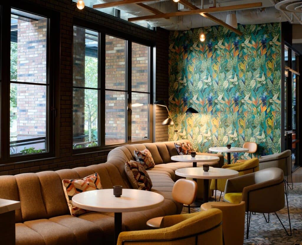 Astra Hotel carpet and furniture by Jamie Stern