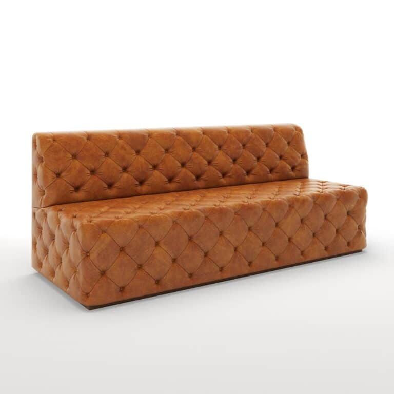 Leather diamond tufted banquette by Jamie Stern Furniture