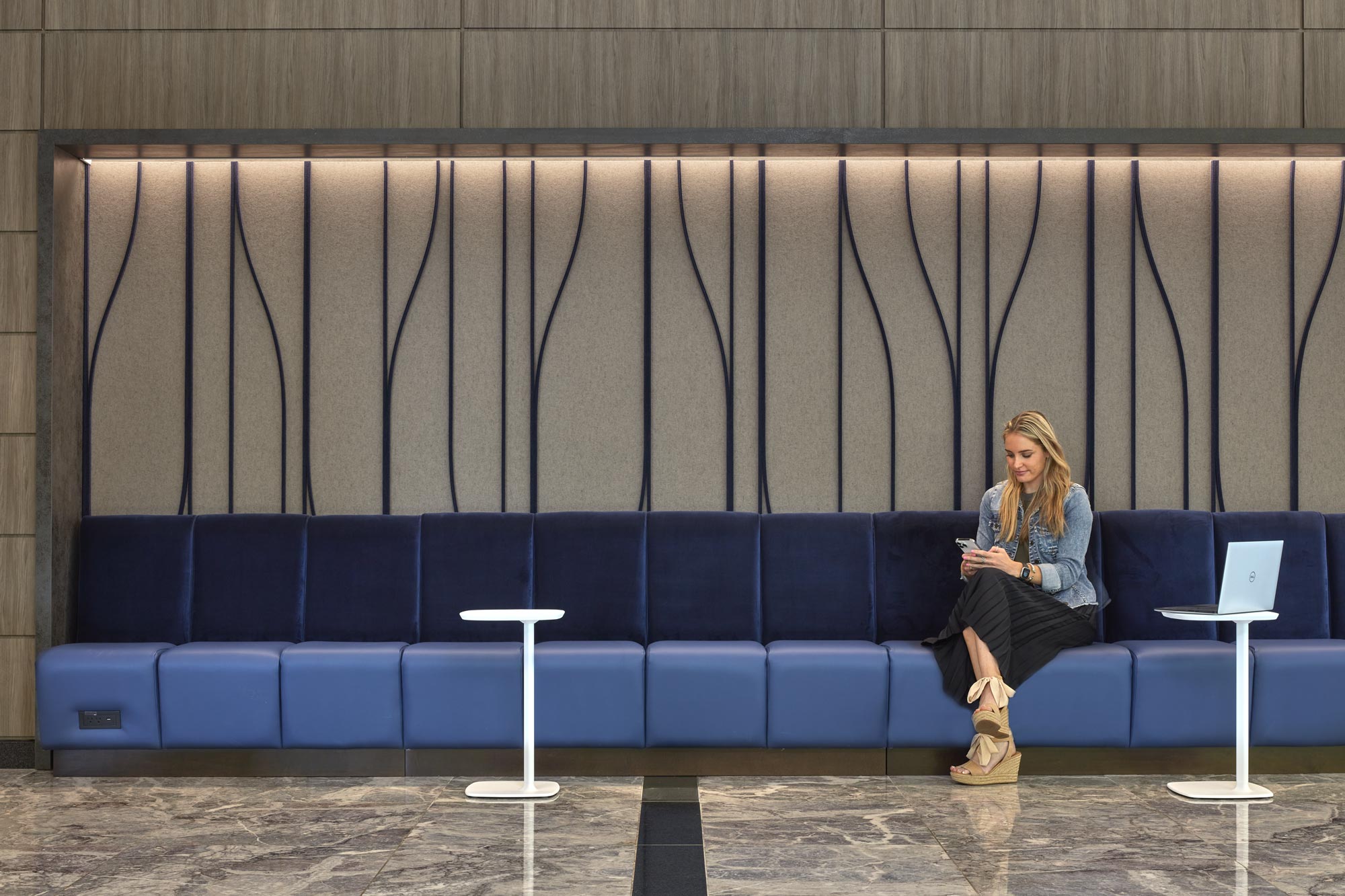 custom corporate banquette by Jamie Stern