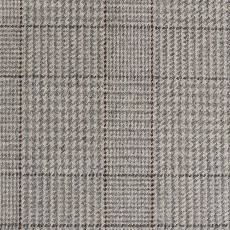Ingleside Plaid, an updated plaid-in-plaid Glen Check that calls to mind 1950s menswear, is updated In a sophisticated colorway of warm whites and earthy gray.