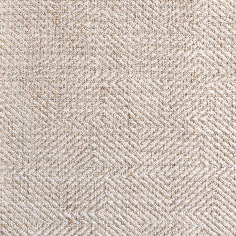 Jamie Stern’s Beckett combines abstract, meandering lines with a distinct diagonal pattern to create an intricate design inspired by the cobblestone paths and tiled sidewalks of Portugal.