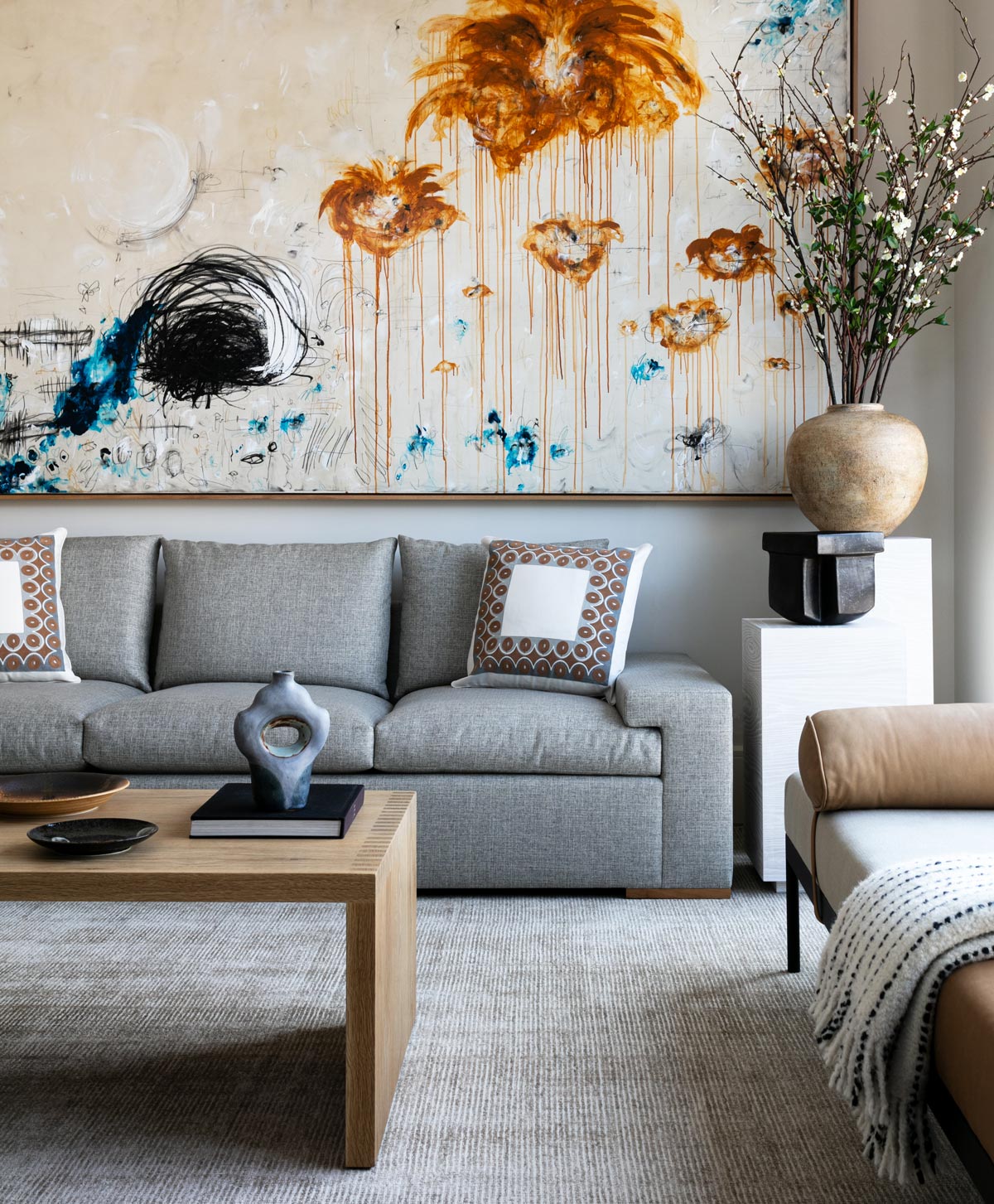 hand loomed living room rug by Jamie Stern