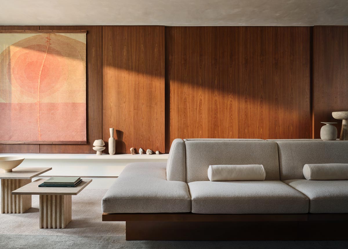 STRIA Rug and banquette by Jamie Stern
