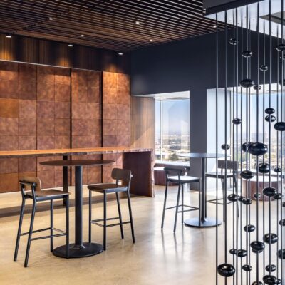 Leather paneled wall by Jamie Stern for Reyes Coca-Cola