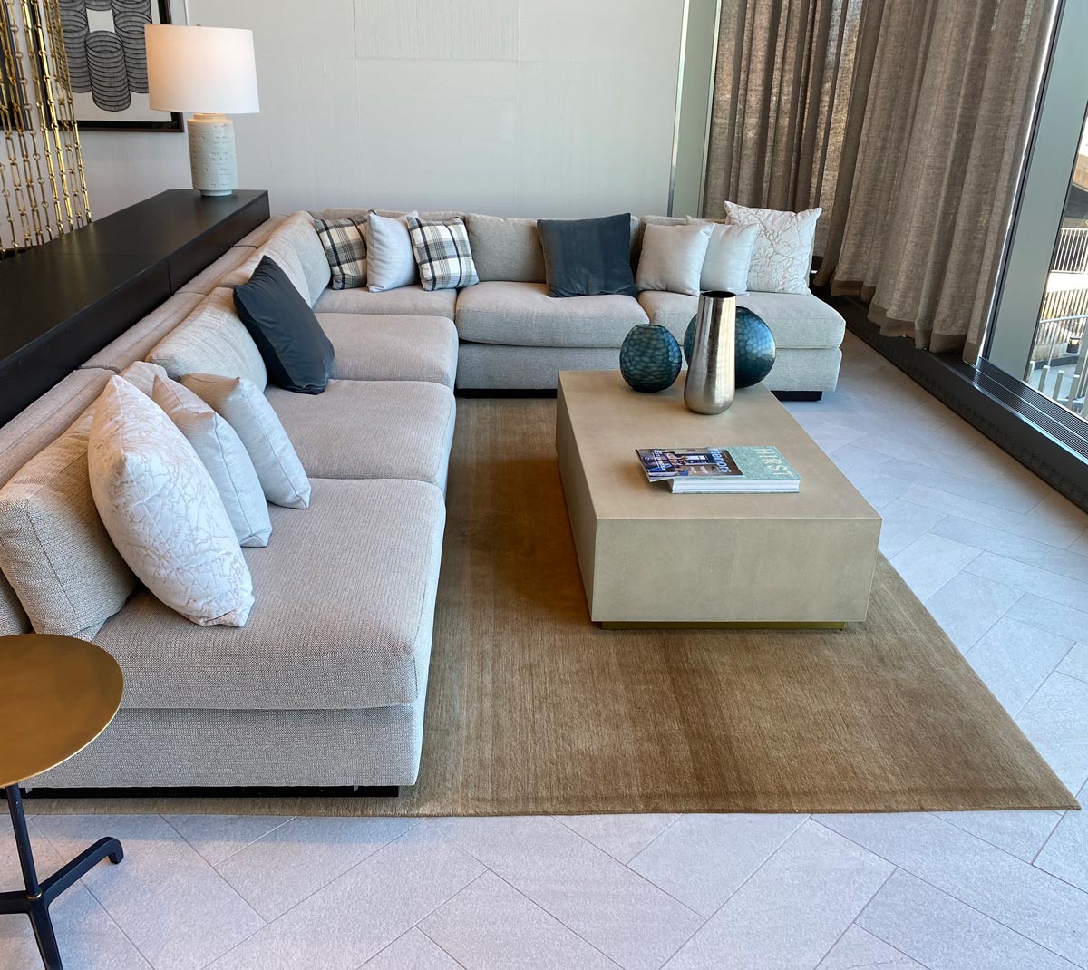 Brown ombre area rug by Jamie Stern Carpets