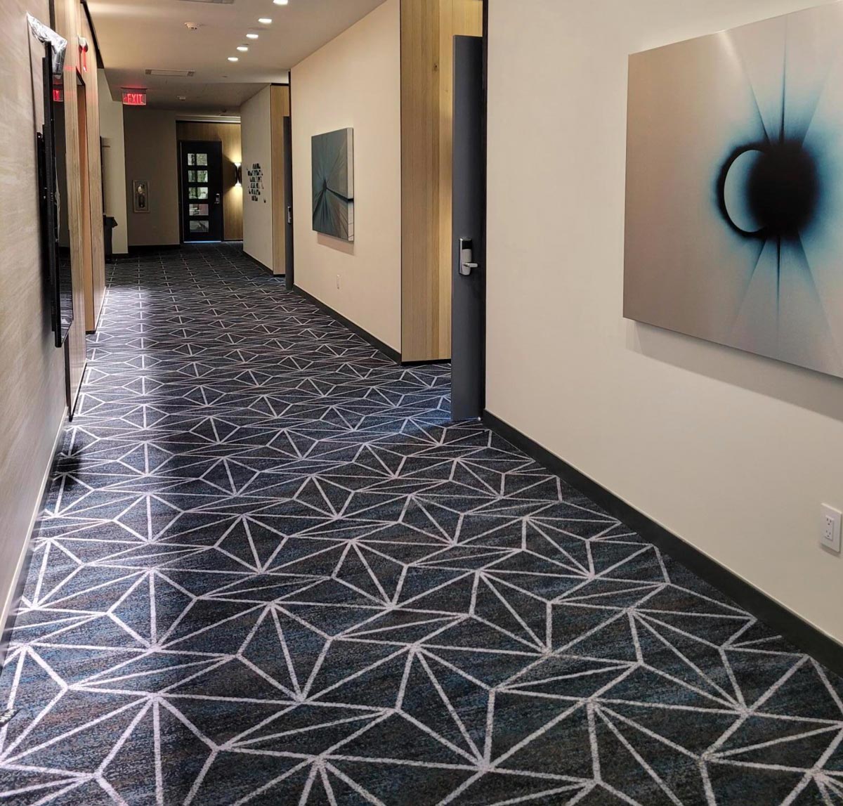 Astra Hotel commercial carpet and furniture by Jamie Stern
