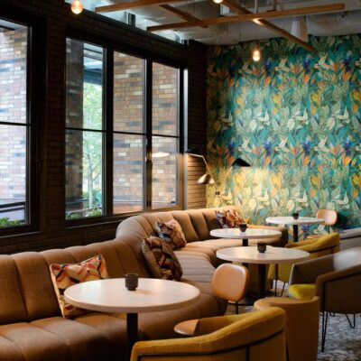 Astra Hotel carpet and furniture by Jamie Stern