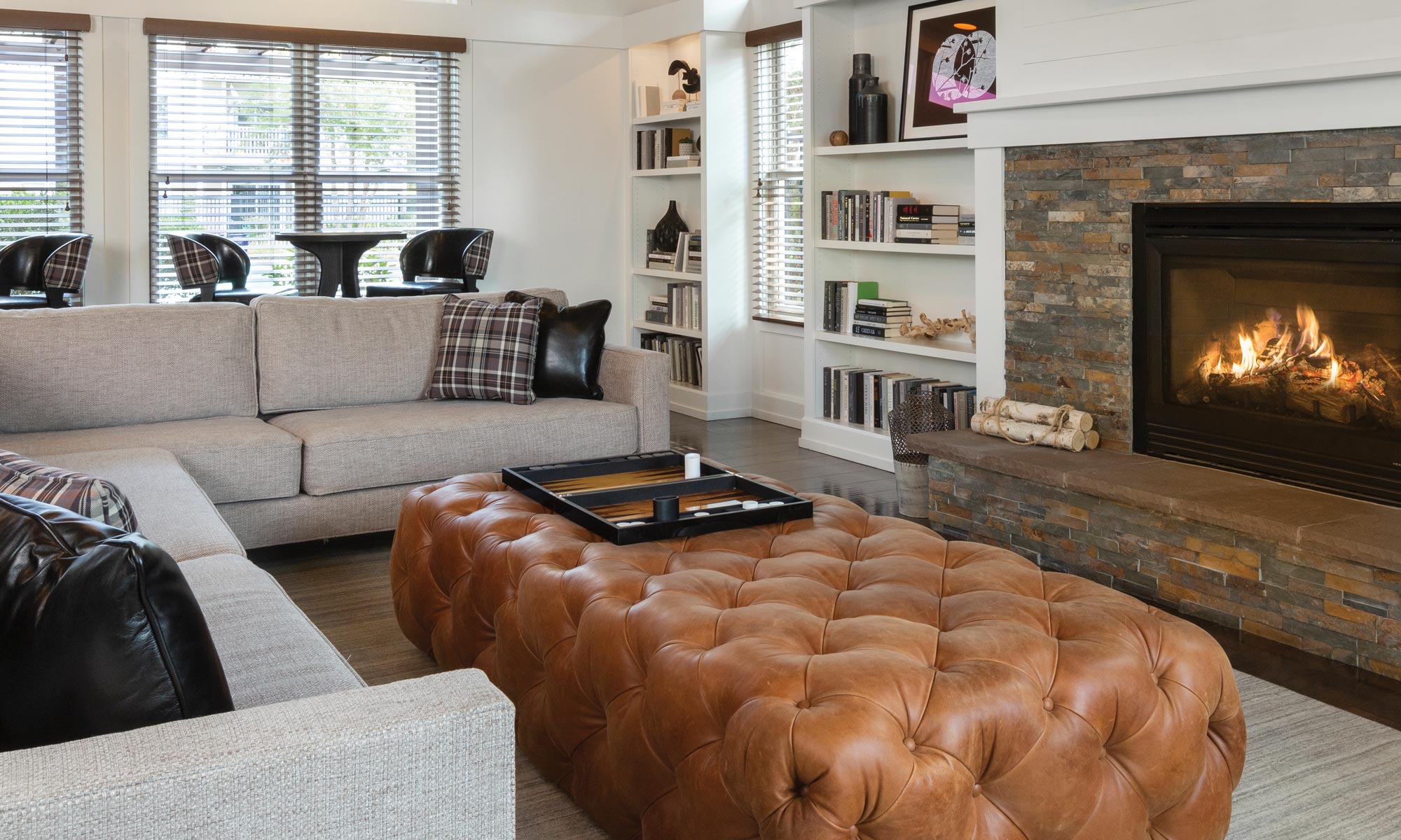 London Ottoman upholstered in Antiquity leather