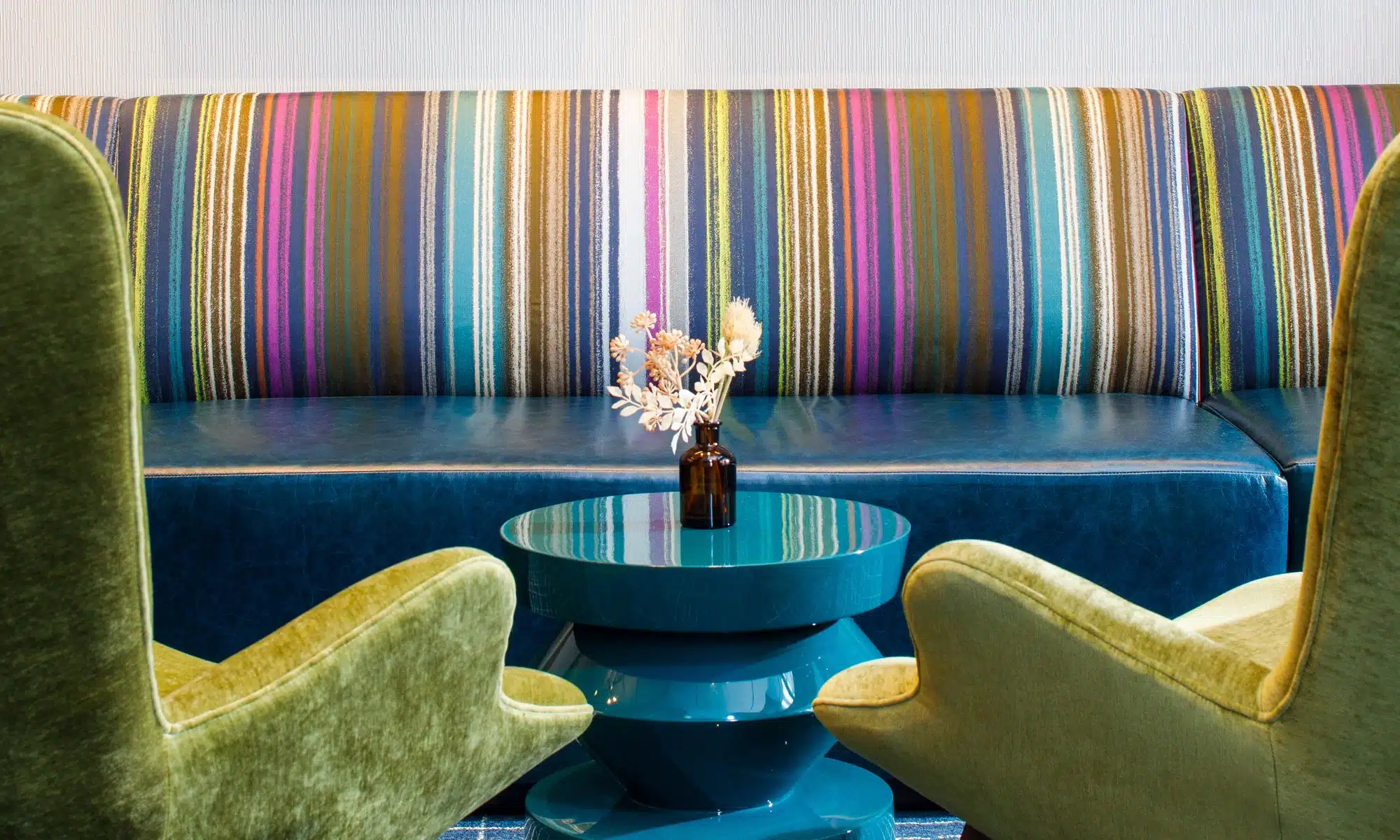 Verona leather on a Jamie Stern banquette
