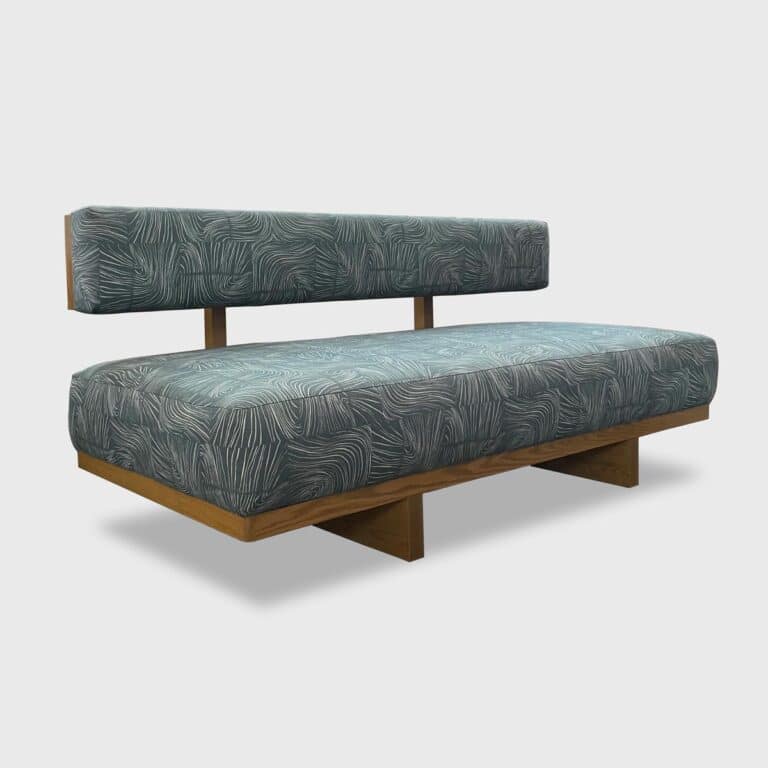 Kyra Bench from Jamie Stern with exposed wood detailing