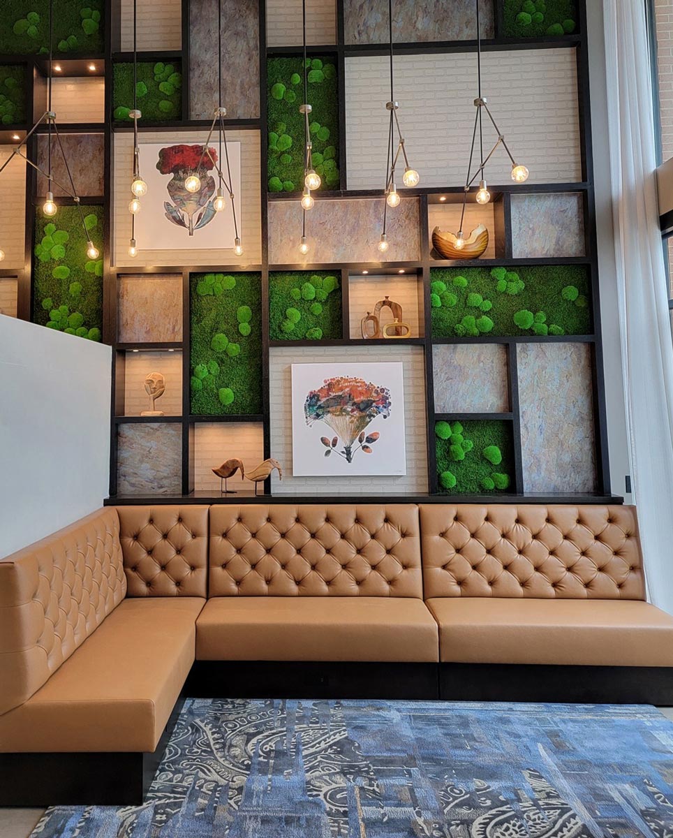 Custom banquettes for The Remy II by Jamie Stern Furniture