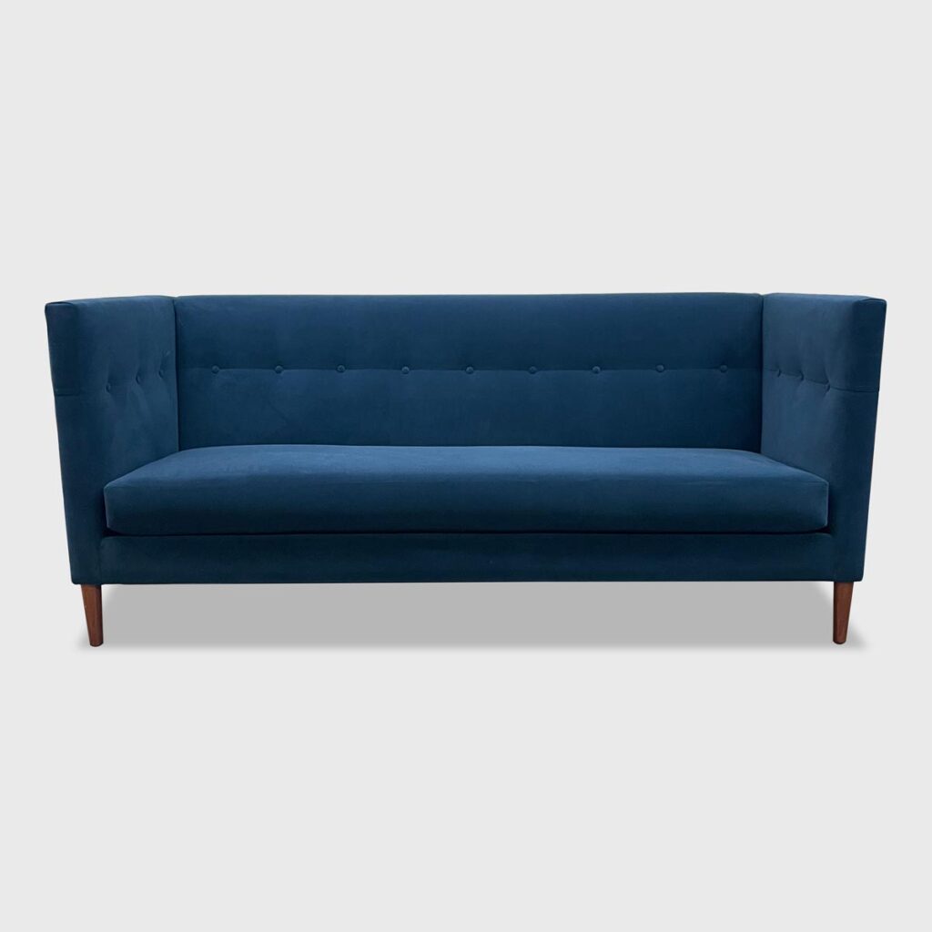 Upholstered in Jamie Stern Razzle Velvet