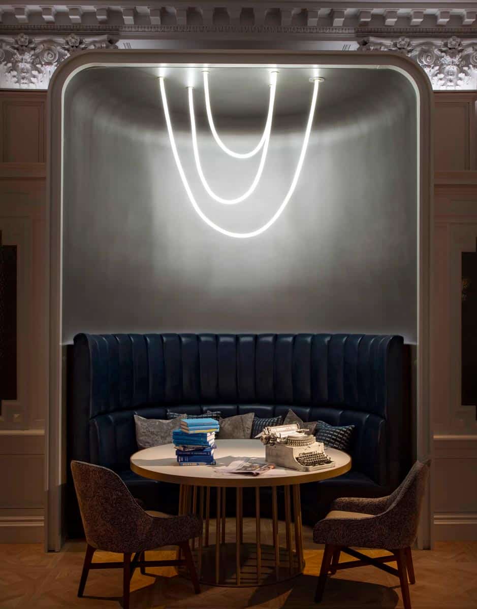 Quality custom banquettes made by Jamie Stern for the Algonquin Hotel
