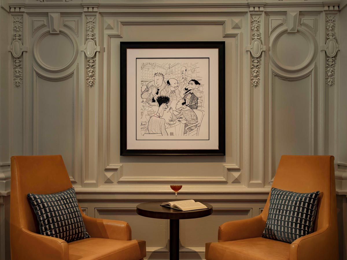 Quality custom banquettes made by Jamie Stern for the Algonquin Hotel