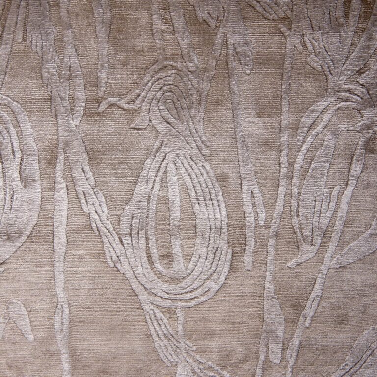 Arabesque designer silk area rug by Moshari Studio for Jamie Stern