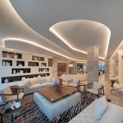 High end rugs decorate the public spaces of the Manor Riverwalk luxury apartments
