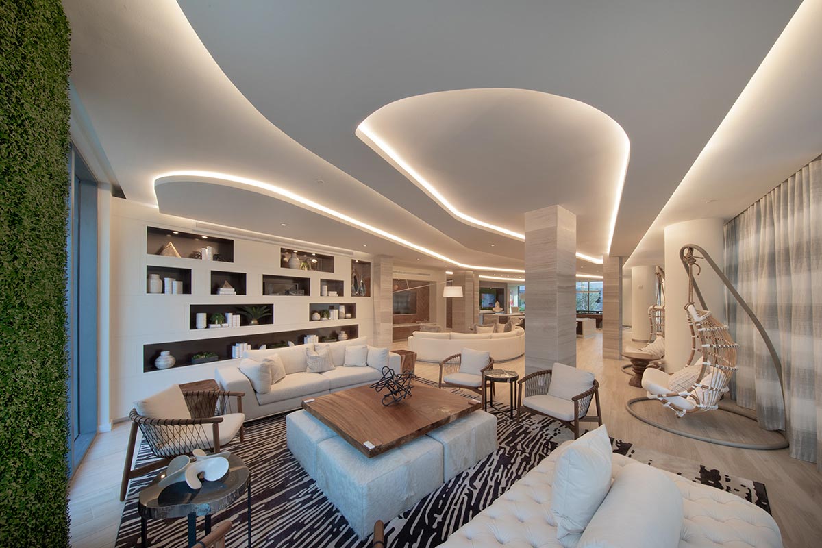 High end rugs decorate the public spaces of the Manor Riverwalk luxury apartments