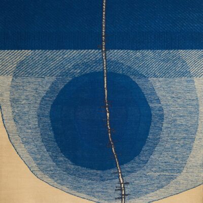 Blue flatweave rug from the Stria Collection