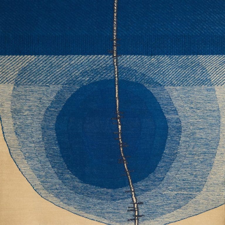 Blue flatweave rug from the Stria Collection