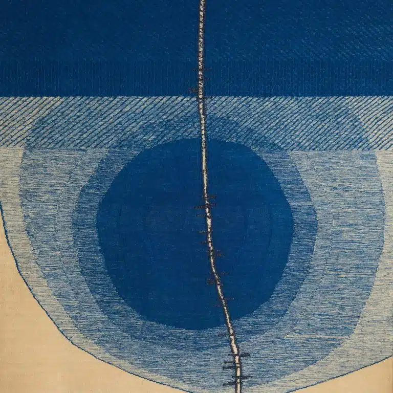Blue flatweave rug from the Stria Collection