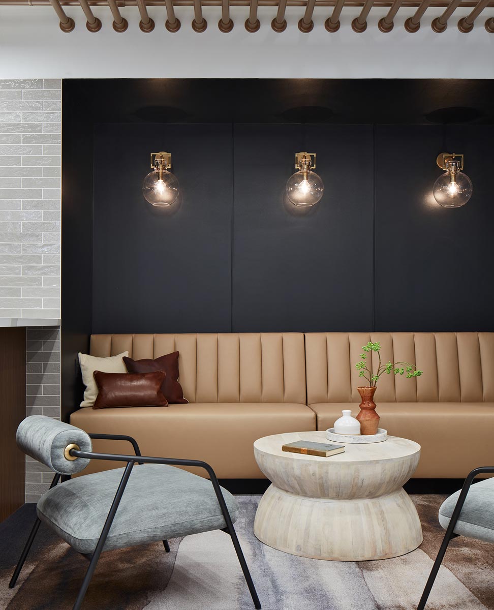 Old Post Office custom Austin banquette by Jamie Stern Furniture