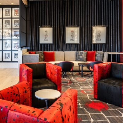 Custom acid washed hair on hide leather for one Cardinal Way Hotel