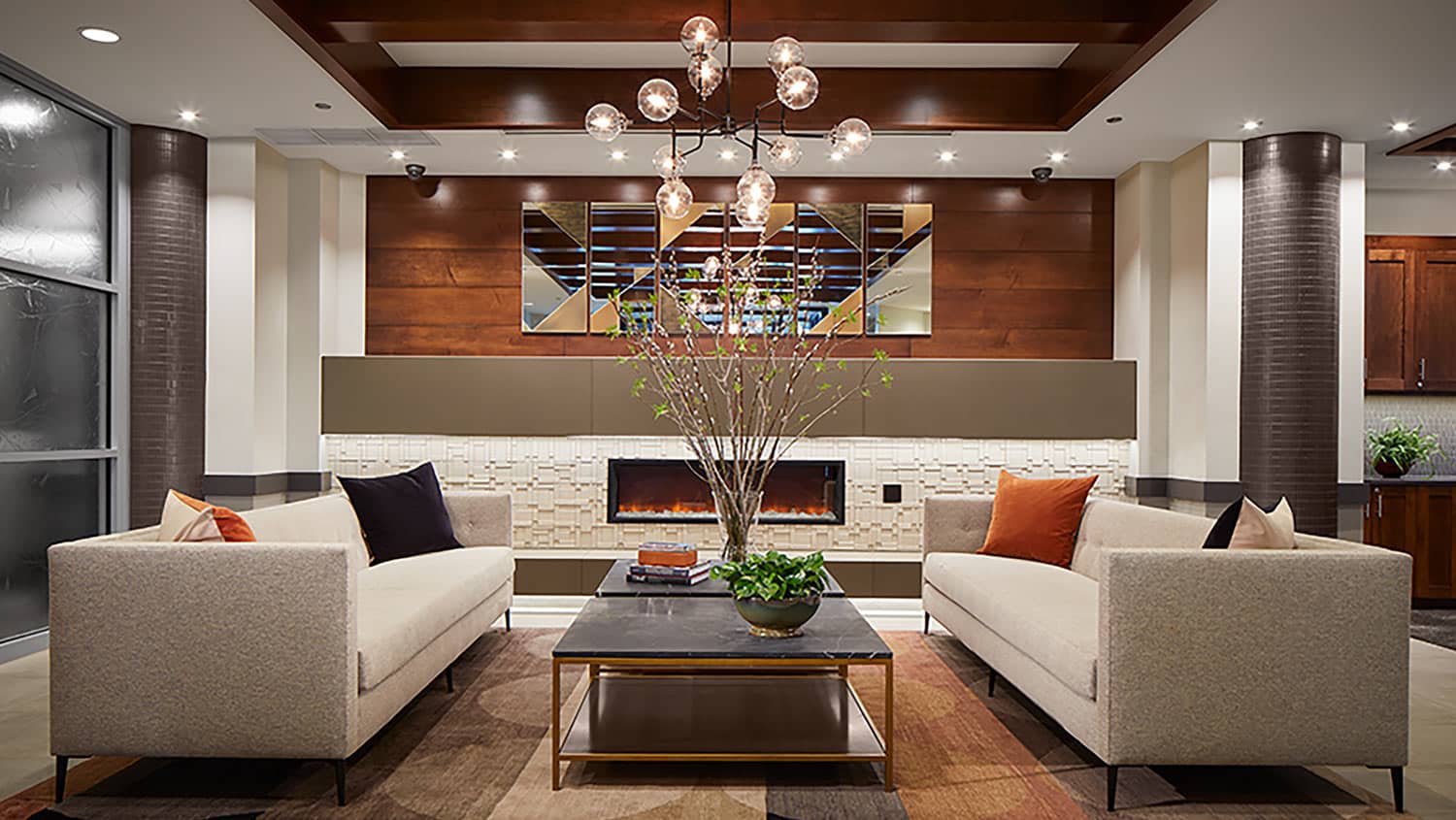 Jamie Stern Modesta Sofas in the Cambridge Lobby
