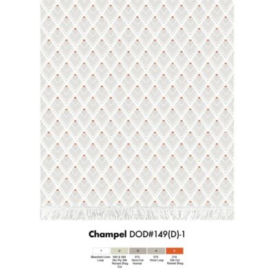 Champel is a hand-knotted triangle pattern rug design made of New Zealand wool, linen and raised cut pile bamboo silk.