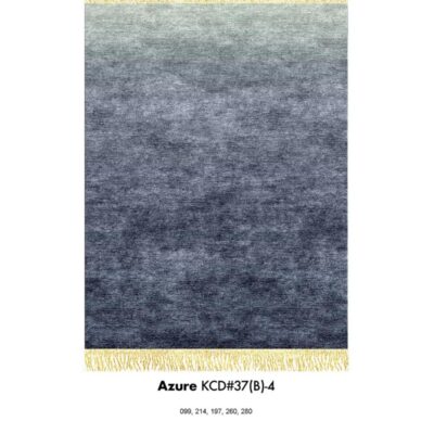 Azure is a blue ombre rug made from 100% silk with a beautiful gold fringe accent.