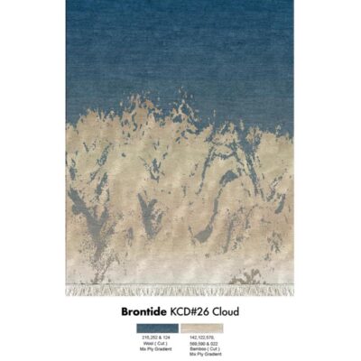 Brontide is a hand-knotted wool and silk rug featuring all natural fibers and decorative fringed edges.